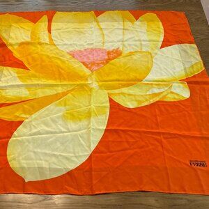 Vintage Gianfranco Ferre 100% Silk Lotus Flower Scarf Retro Multicolor 34x34